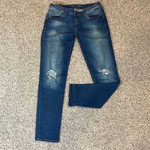 Mavi Gold Emma Slim Boyfriend Zip Front Destroyed Jeans 30